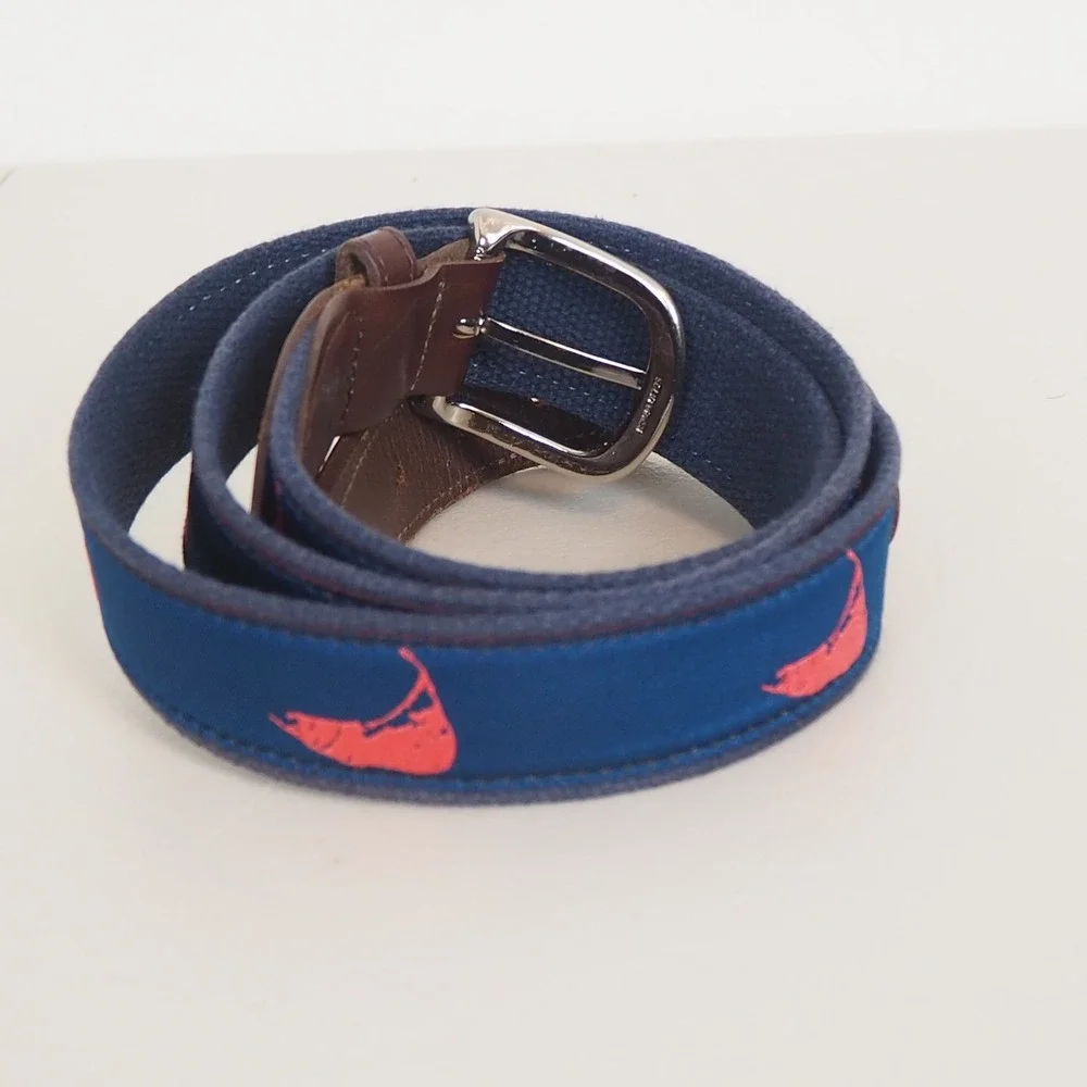 The Belted Cow Nantucket‎ Island Ribbon Club Belt Men's Sz 42 Canvas Preppy Golf